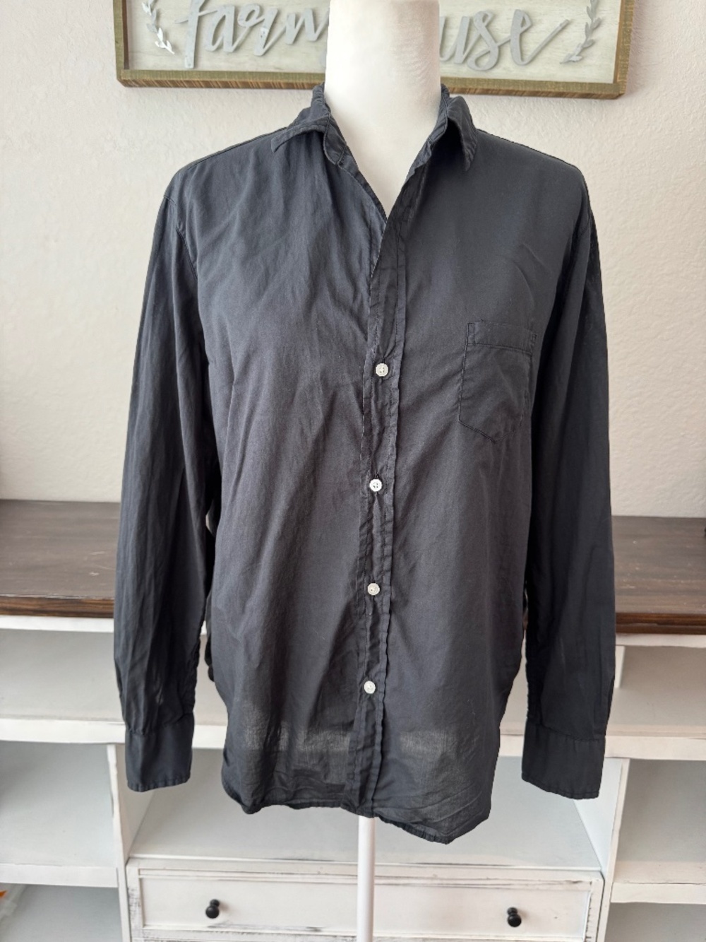 Frank & Eileen Eileen Black 100% Cotton Button Down Shirt Women's Size S